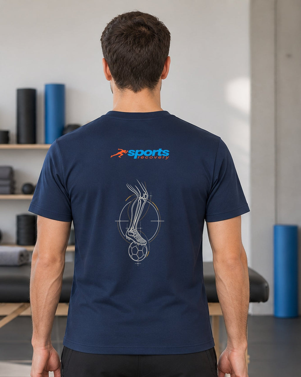 SPORTS RECOVERY 01 Lacivert Basic Tişört — erkek manken arka görünüm