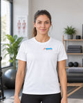 SPORTS RECOVERY 03 Beyaz Basic Tişört — kadın manken ön görünüm