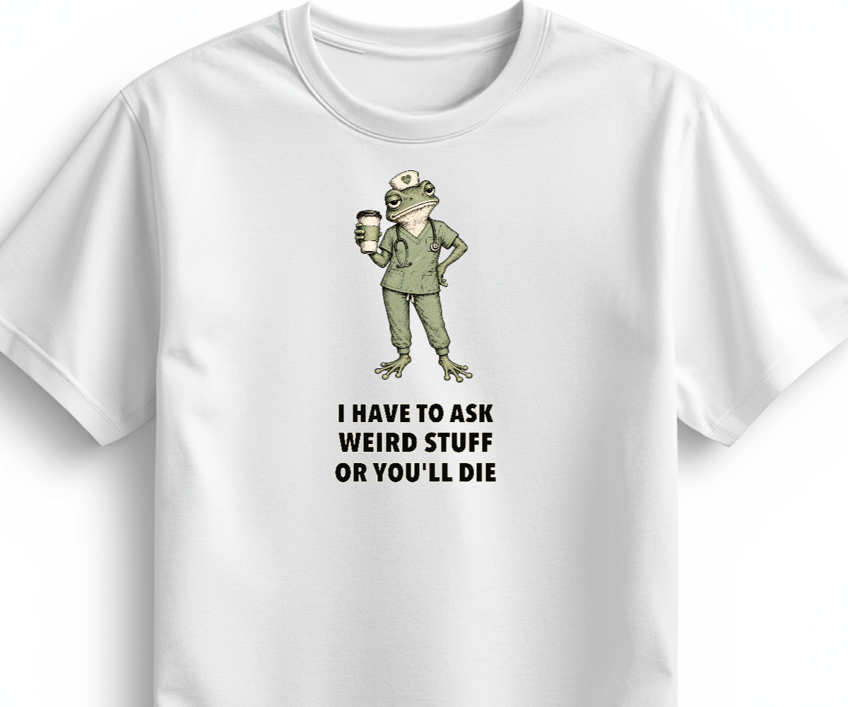 Ask Weird Stuff Basic kadın hemşire tişörtü baskı önizlemesi