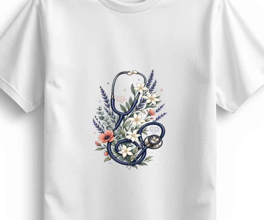 Botanical Stethoscope Basic kadın tişört baskı önizlemesi