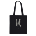 BE EDITION SPINE 1733 siyah pamuklu bez çanta, uzun saplar ve anatomik omurga baskısı